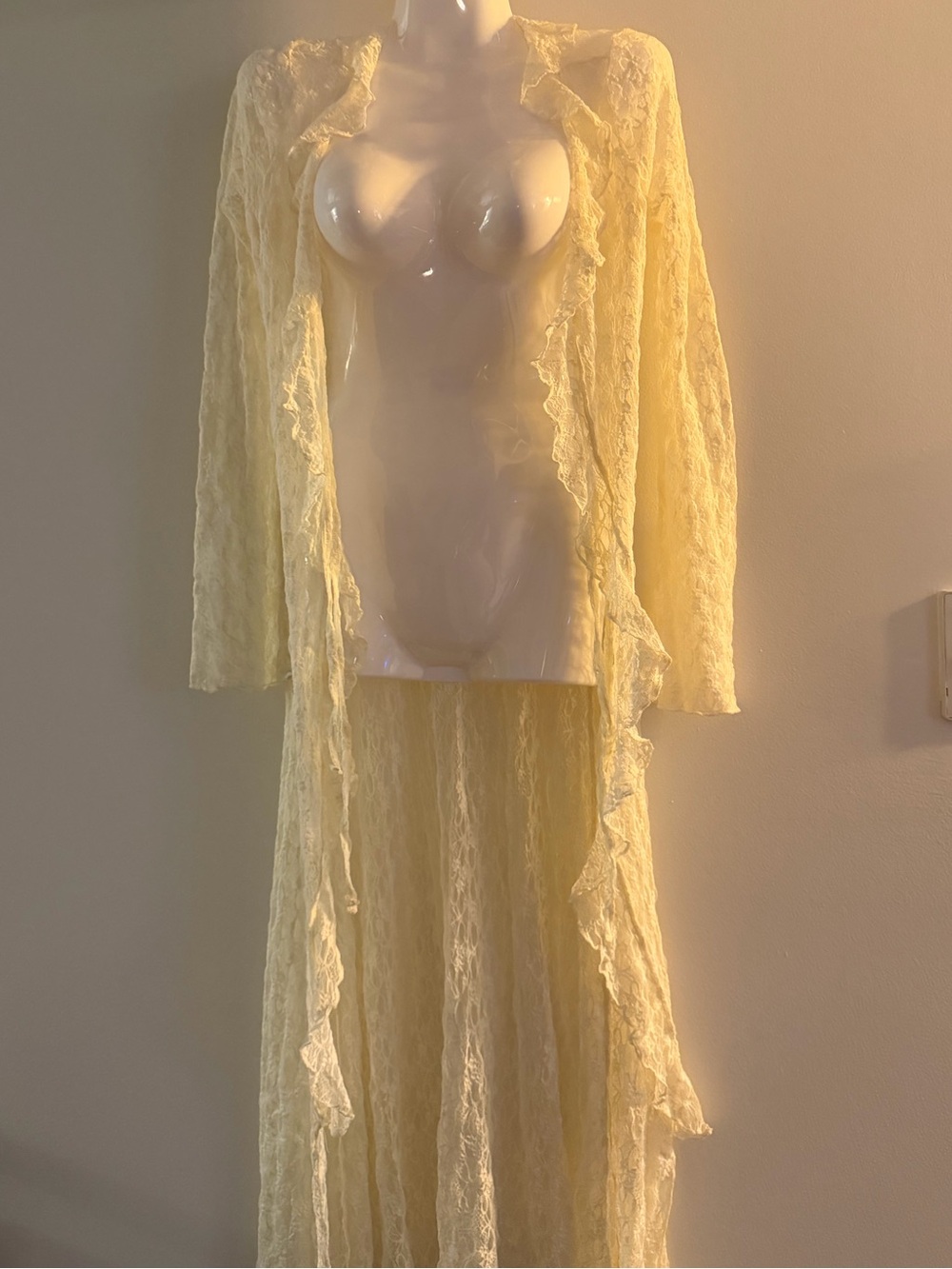Thirty Thirty LA Ivory Lace Maxi Duster Cardigan